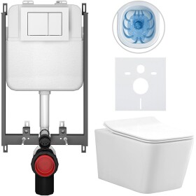 CERANO Kompletní WC set Basic/Forte - bílá lesklá - WC tlačítko Maxio/Bílá - pro zazdění - 51x36 cm