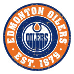 Mustang Cedule Edmonton Oilers NHL 22" Round Distressed Logo