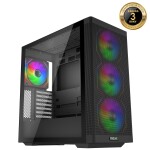 EVOLVEO Scorpio, skříň eATX/ATX, 4x ARGB ventilátor 120mm, boční panel temperované sklo + mřížkovaný přední panel