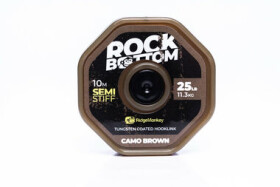 RidgeMonkey Šňůrka Connexion Rock Bottom Tungsten Coated Semi Stiff Hooklink 10m 25lb Camo Brown (RMT282)