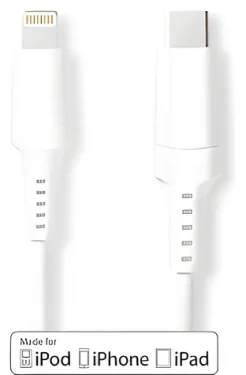 Nedis Lightning kabel 2 m bílá / Datový kabel / USB-C (M) - Lightning 8-pin (M) / 480 Mbps (CCGW39650WT20)