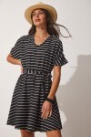 Happiness İstanbul Women's Black Cut Out Detailed Summer Daily Knitted Dress