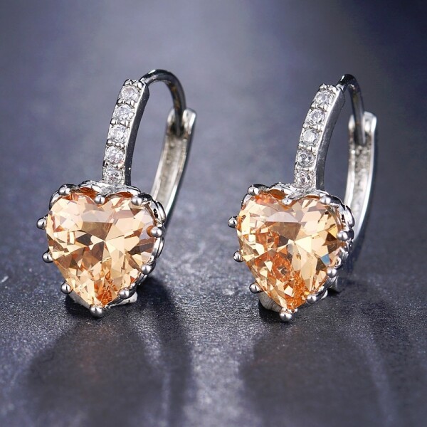 Náušnice Swarovski Elements Elizabeth Champagne - srdíčko, Champagne