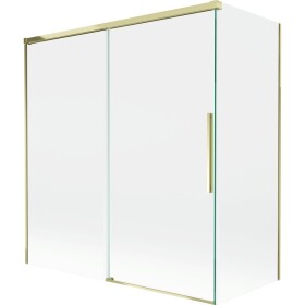 MEXEN/S - Rox vanová zástěna 2-křídlová posuvná 150 + 70 x 150, transparent, zlatá 8C9-150-070-50-00