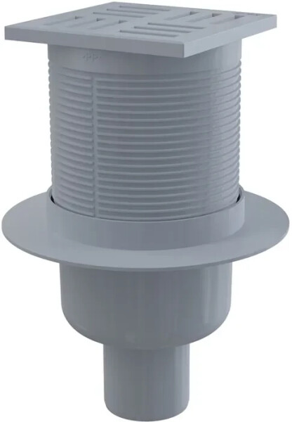 Alcadrain 1 - Alcadrain Podlahová vpust 105×105/50 mm přímá, mřížka šedá, vodní zápachová uzávěra APV6111 APV6111