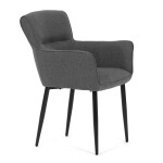 Židle jídelní, snadno čistitelná šedá látka, černý matný lak, kovové nohy