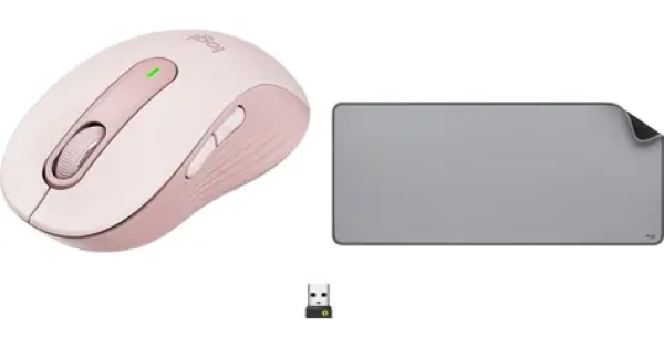 Logitech M650 růžová + Studio Series Mid Grey / Bezdrátová myš + podložka / 2.4 GHz / Bluetooth / 1x AA