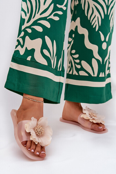 Průhledné Ploché Dámské Pantofle Se Syntetickým Květinou Nuda Vobetta 36