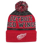 Outerstuff Dětská zimní čepice Detroit Red Wings NHL Puck Pattern Cuffed Pom