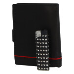 Pánská kožená peněženka na výšku se zápinkou David, černo-červená