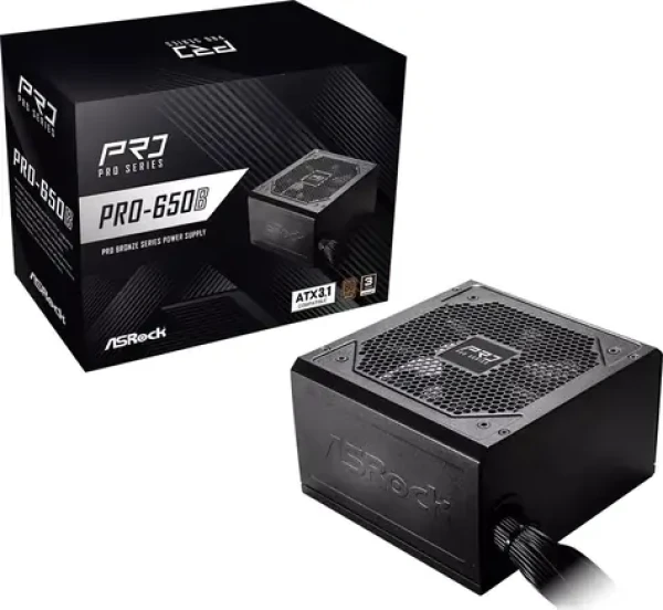 ASRock PRO-650B / PC zdroj / ATX 3.1 / 650W / 80 Plus Bronze / 120mm (PRO-650B)