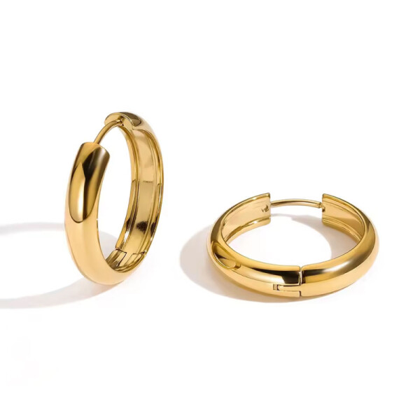 Kruhové náušnice Estefani Gold - 25 mm, chirurgická ocel, Zlatá