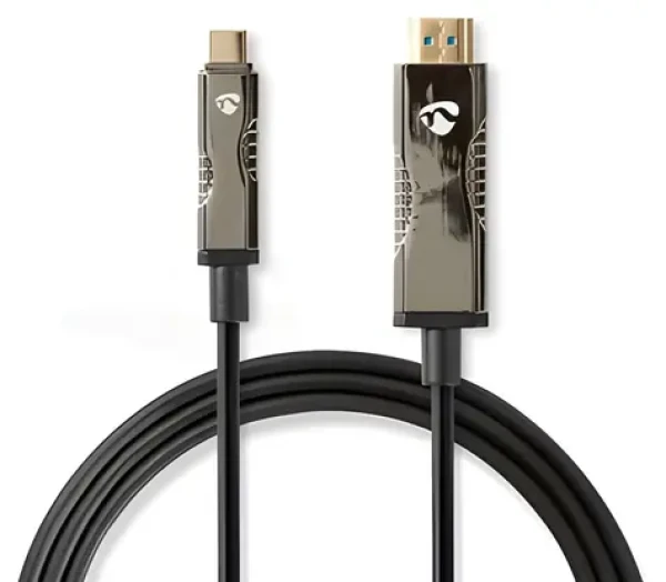 Nedis Aktivní optický kabel USB-C - HDMI 30 m černá / Kabel adaptérový / 4K 60Hz / 18 Gbps (CCBG6410BK300)