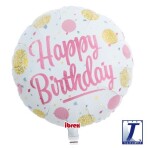 Balónek Happy Birthday růžovo-zlatý 35 cm Balónek Happy Birthday růžovo-zlatý 35 cm