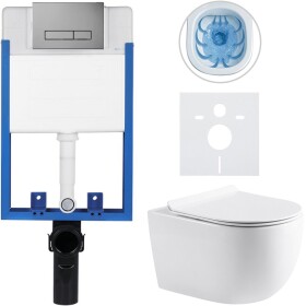 CERANO - Kompletní WC set Profi/Felci - bílá lesklá - WC tlačítko Slim/Tmavě šedá - pro zazdění - 52,5x36 CER-351617