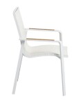 KETTLER DIAMOND stohovatelné, hliníkové křeslo s teakovými područkami - bílá / krémová