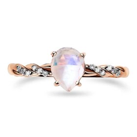 Royal Fashion prsten 14k zlato Vermeil GU-DR8707R-ROSEGOLD-MOONSTONE-ZIRCON Velikost: 10 (EU: 61-63)