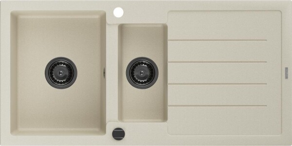 MEXEN - Andres granitový dřez s odkapávačem 1000 x 500 mm, béžová, černý sifon 6515101510-69-B