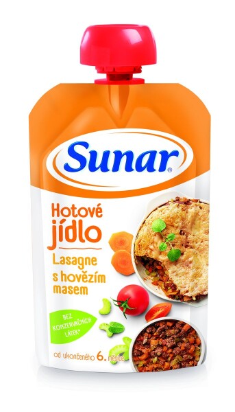 Sunar příkrm lasagne s hovězím masem 6m+, 120g