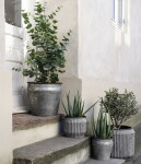 MADAM STOLTZ Kovový obal na květiny Round Galvanized S, šedá barva, kov