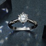 Stříbrný prsten Sabrina 1 ct MOISSANITE + CERTIFIKÁT, 59 certifikát GRA, hadřík na čištění stříbra, dárková krabička