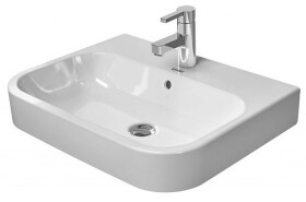 DURAVIT - Happy D.2 Umyvadlo 60x46 cm, s přepadem, s otvorem pro baterii, WonderGliss, bílá 23156000001