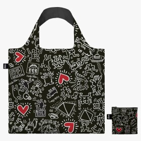 Skládací nákupní taška LOQI KEITH HARING Black Pattern