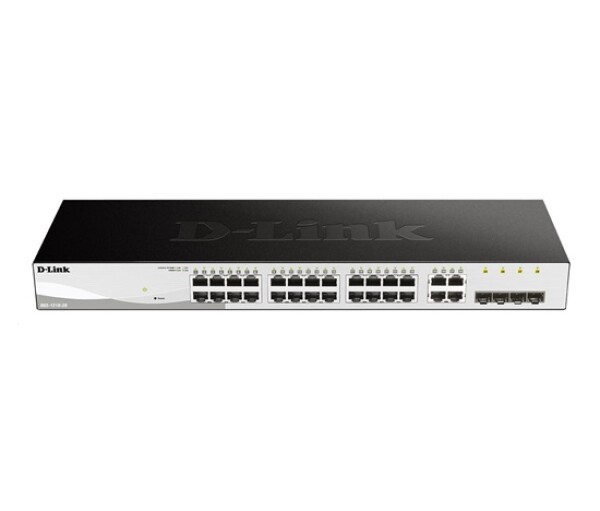 D-Link DGS-1210-28 28-port Gigabit Smart+ Switch, 24x GbE, 4x RJ45/SFP, fanless EDF_385521