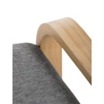 Botník / taburet, police, masiv bambus, přírodní odstín, šedá látka