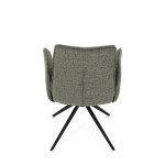 Židle jídelní, zelená látka, 360° vratný mechanismus, černý kov