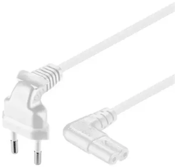 PremiumCord Kabel síťový 230V k magnetofonu se zahnutými konektory 2m bílá (kpspm2-90w)