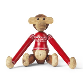 Kay Bojesen Denmark Dřevěná opička Monkey Christmas Jumper 2024 Mini, červená barva, dřevo