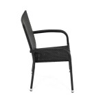 Židle zahradní, černý umělý ratan, kov, stohovatelná.