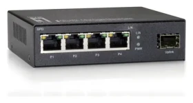 LevelOne Switch 4x GbE/1x SFP / Switch / Unmanaged / 4x Gigabit Ethernet / 1x SFP uplink / nástěnná montáž (GEU-0521)