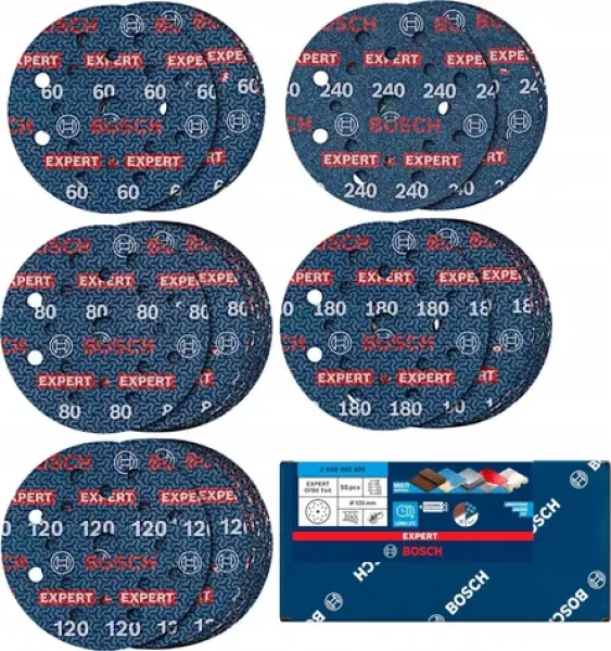 Bosch Expert O780 / Brusný papír / 125 mm / sada 55 ks (2608902429)