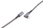 Shiverpeaks USB-C prodlužovací kabel 90° textilní / Prodlužovací kabel / USB-C (M) - USB-C (F) / USB 3.2 / PD / 1,5 m (BS14-74016)