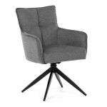 Židle jídelní, taštičkové pružiny v sedáku, 180° otočný mechanismus, šedá voděodolná látka, černý kov