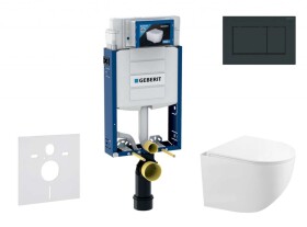 GEBERIT - Kombifix Set předstěnové instalace, kompaktního klozetu Gaia a sedátka softclose, tlačítko Sigma30, černá lesk/černá mat SANI15CA5123