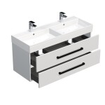 Koupelnová skříňka s černou úchytkou a umyvadlem SAT Cube Way 120x53x46 cm bílá lesk CUBE46C1202BISAT CUBE46C1202BISAT