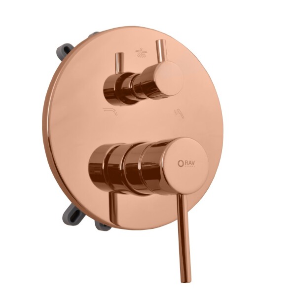 RAV Slezák - SEINA - Vanová/Sprchová baterie podomítková 2-cestná s tělesem a s boxem, Zlatá růžová - lesklá SE985BOXZRL SE985BOXZRL