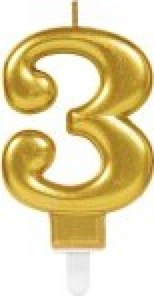 Narozeninová svíčka zlatá 3 /výška 9,3 cm/ - EPEE