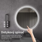 CERANO - Koupelnové LED zrcadlo Vito, kovový rám - černá matná - Ø 80 CER-NT8232G80