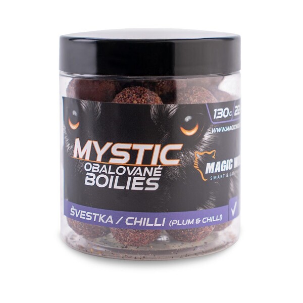 Magic Wolf Boilies obalované Mystic 130g - Švestka / chilli 26mm,Magic Wolf Boilies obalované Mystic 130g - Švestka / chilli 26mm