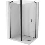 MEXEN/S - Mist Lsprchový kout pětiboký křídlový asymetrický 100 x 80, transparent, černá 8A8L-100-080-70-00
