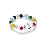 Stříbrný prstýnek Rainbow Smile - srdce, stříbro 925/1000, nastavitelná Barevná/více barev