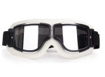 Retro brýle na motorku bílé - čirá skla