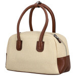 Módní dámská koženková kabelka do ruky Leora, krémová-hnědá