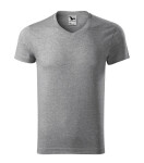 Slim Fit V-neck tričko pánské tmavě šedý melír 3XL