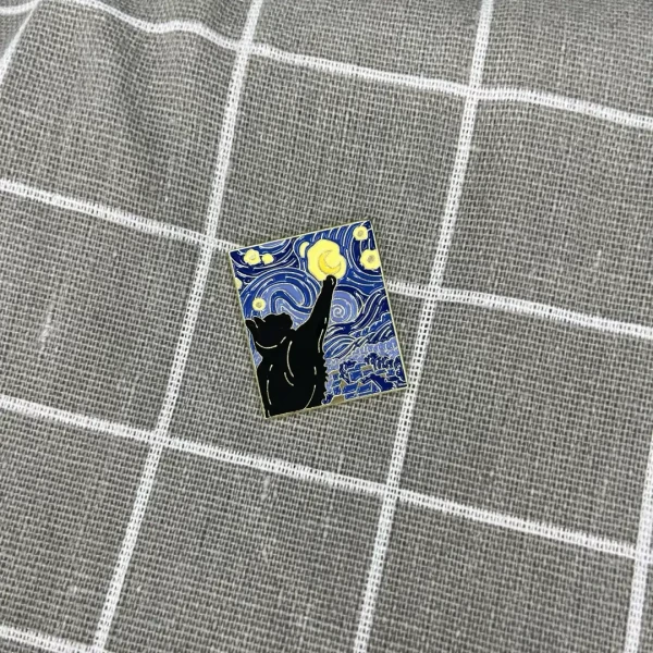 Pinarna.cz Nejznámější obraz Vincenta van Gogha - Hvězdná noc - kočíčí verze (natahující se kočka)