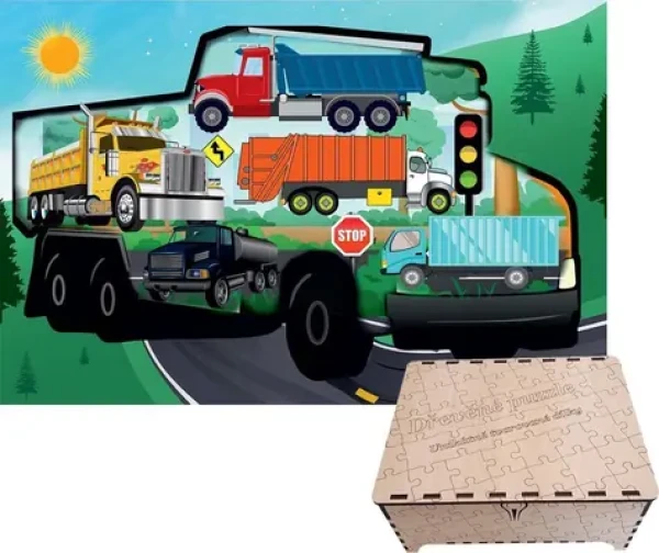 FA LIXEN Dřevěné puzzle Nákladní auta XL